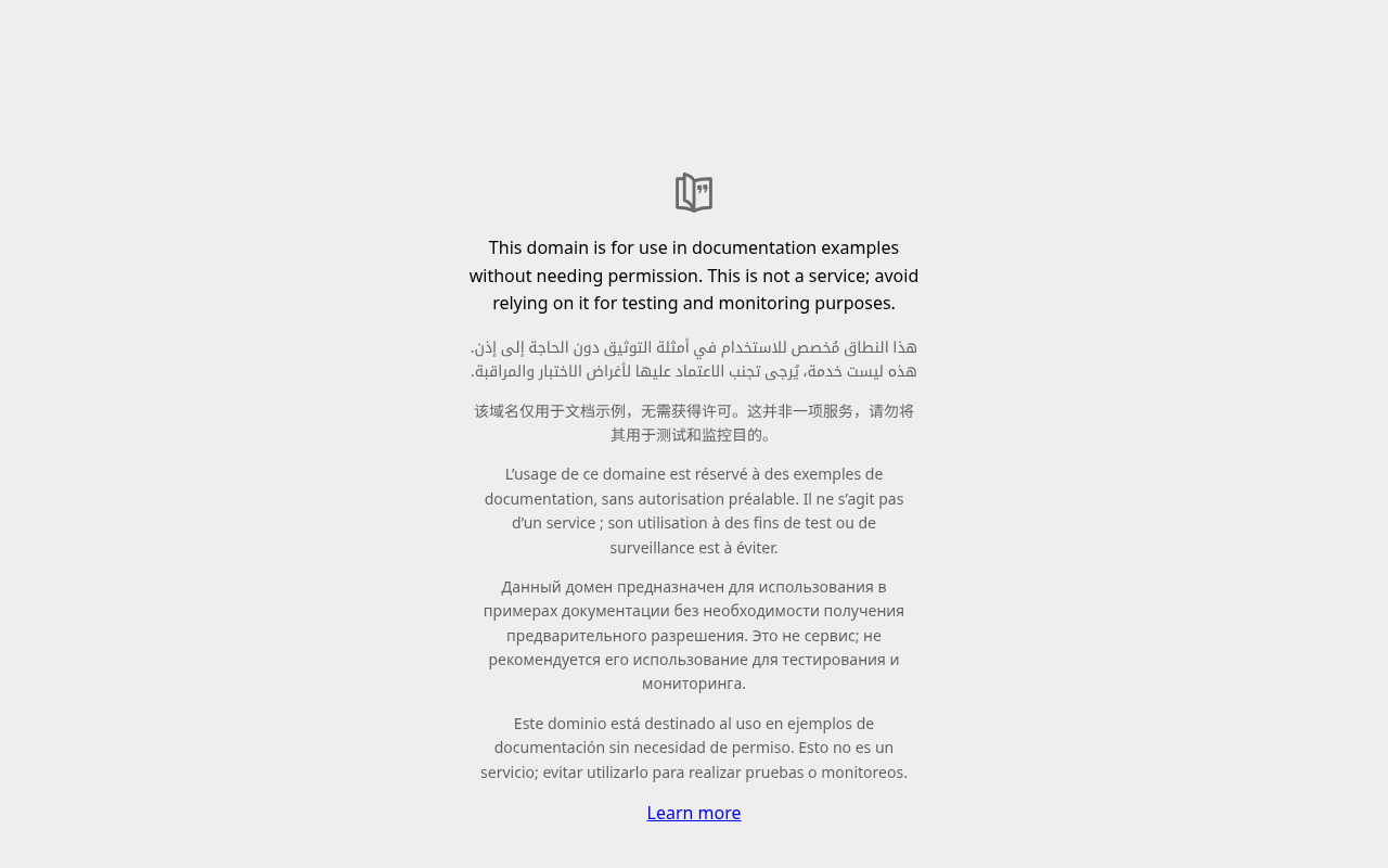 Screenshot of example.com at 1280 by 800